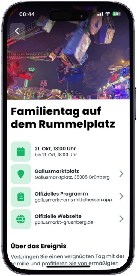 Visual zu News- und Event-Content in strukturierter Form